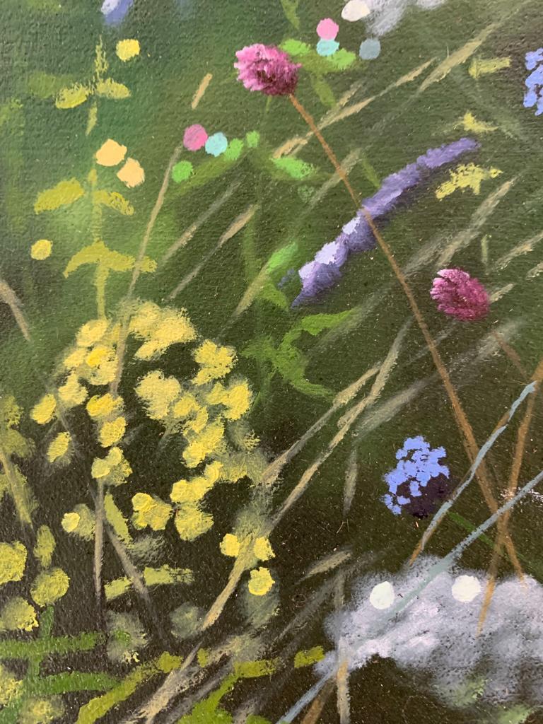 Estudio Jardín de Verano VII, Pintura original, Paisaje, Naturaleza, Flores, Prados 2