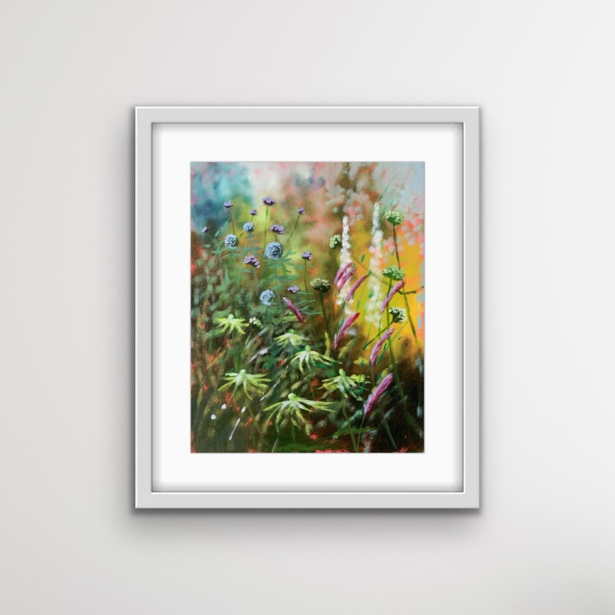 Giardino estivo X, pittura paesaggistica colorata, arte orticola e del giardino - Painting Contemporaneo di Dylan Lloyd