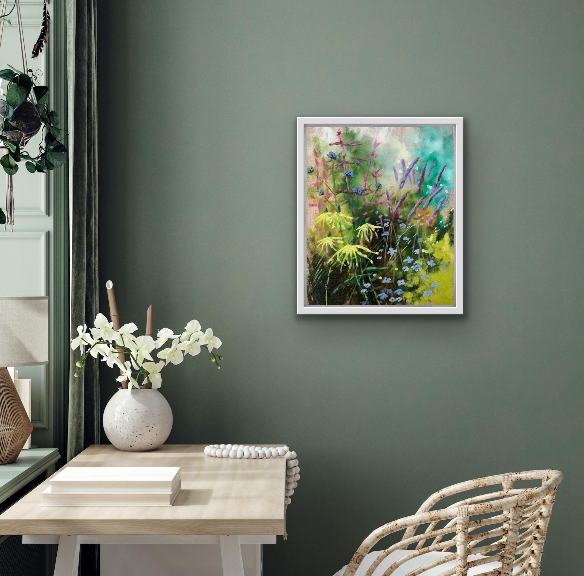 Summer Garden XI, Contemporary Floral Artwork, Landscape Painting, Spring Art - Gray Still-Life Painting by Dylan Lloyd