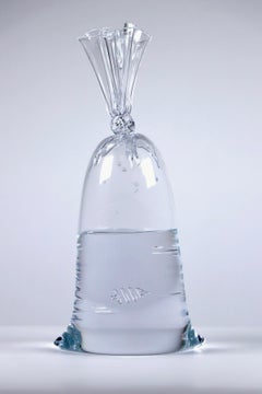 Durchsichtiger Fisch-Wasserbeutel mit einer einzigen Blase – Hyperrealistische Glasskulptur (Limitierte Auflage)