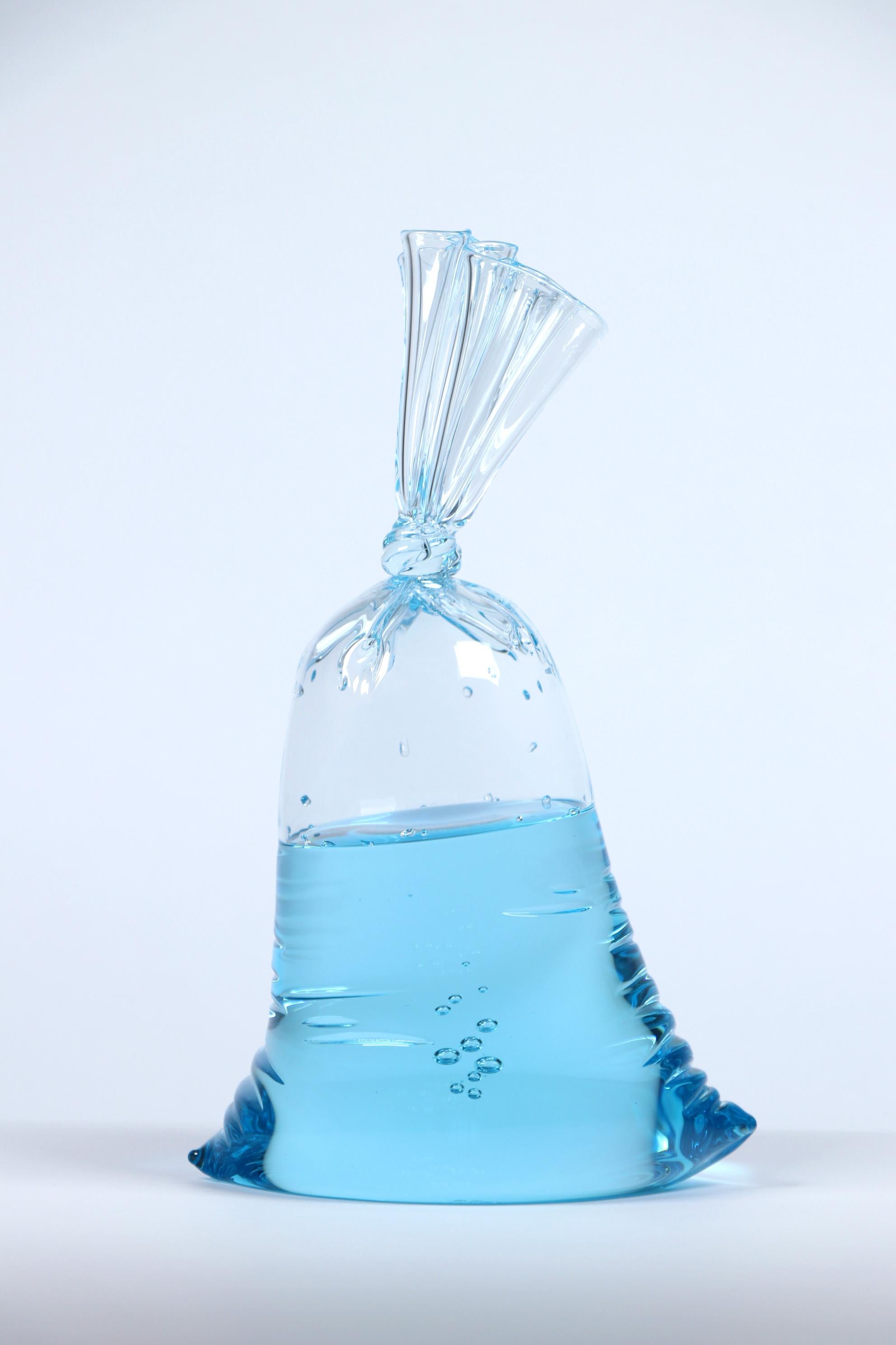 Serie de bolsas de agua de cristal azul de edición limitada - Escultura de bolsa de agua de cristal azul hiperrealista, cristal macizo y hueco de Dylan Martinez. 

Las esculturas hiperrealistas de Dylan Martinez son de vidrio esculpido en caliente,