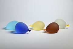 Hyperreal Colored Glass Balloon Sculptures - Set of 5