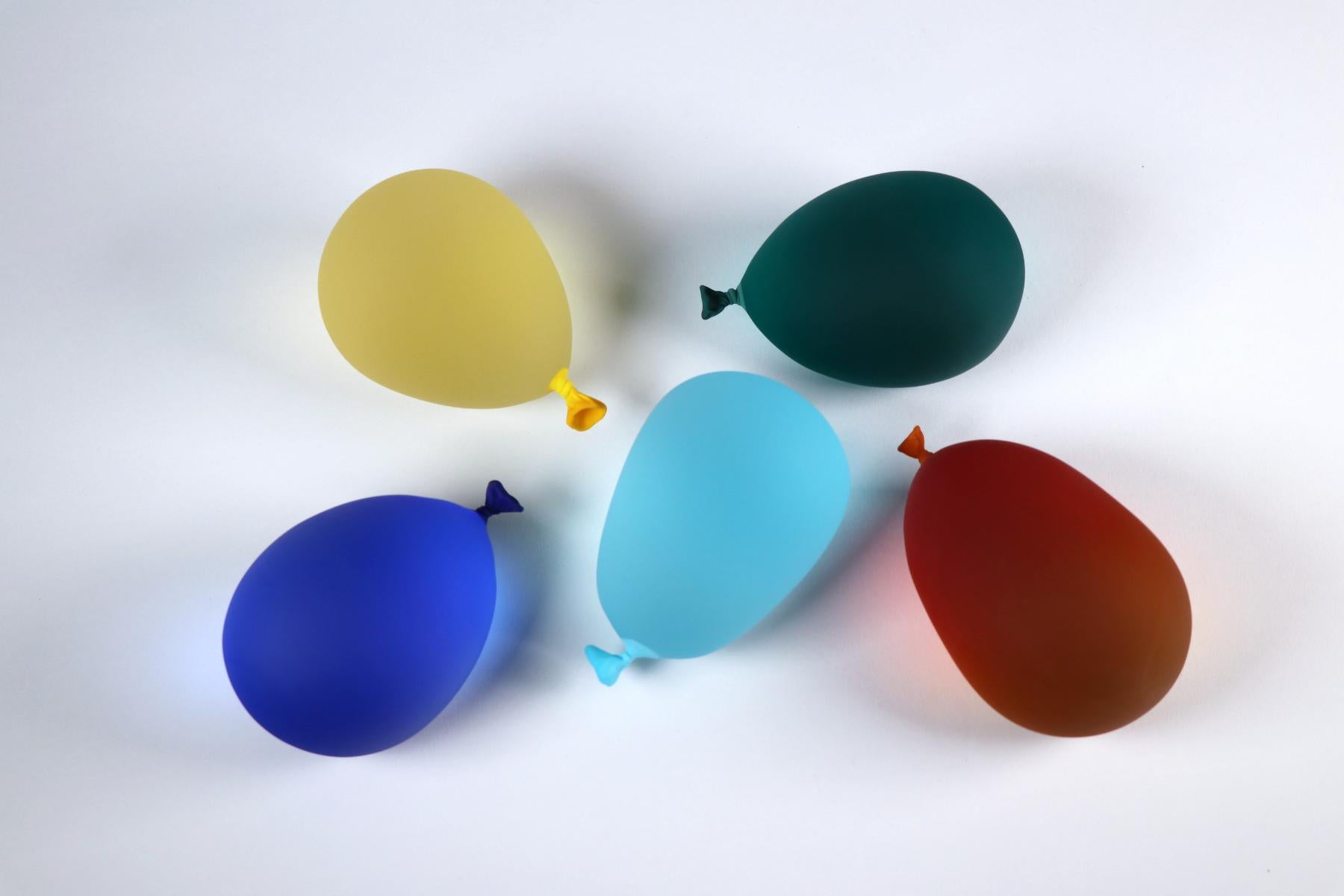 Hyperreal Forest Green Glass Balloon Sculpture - Gray Still-Life Sculpture by Dylan Martinez