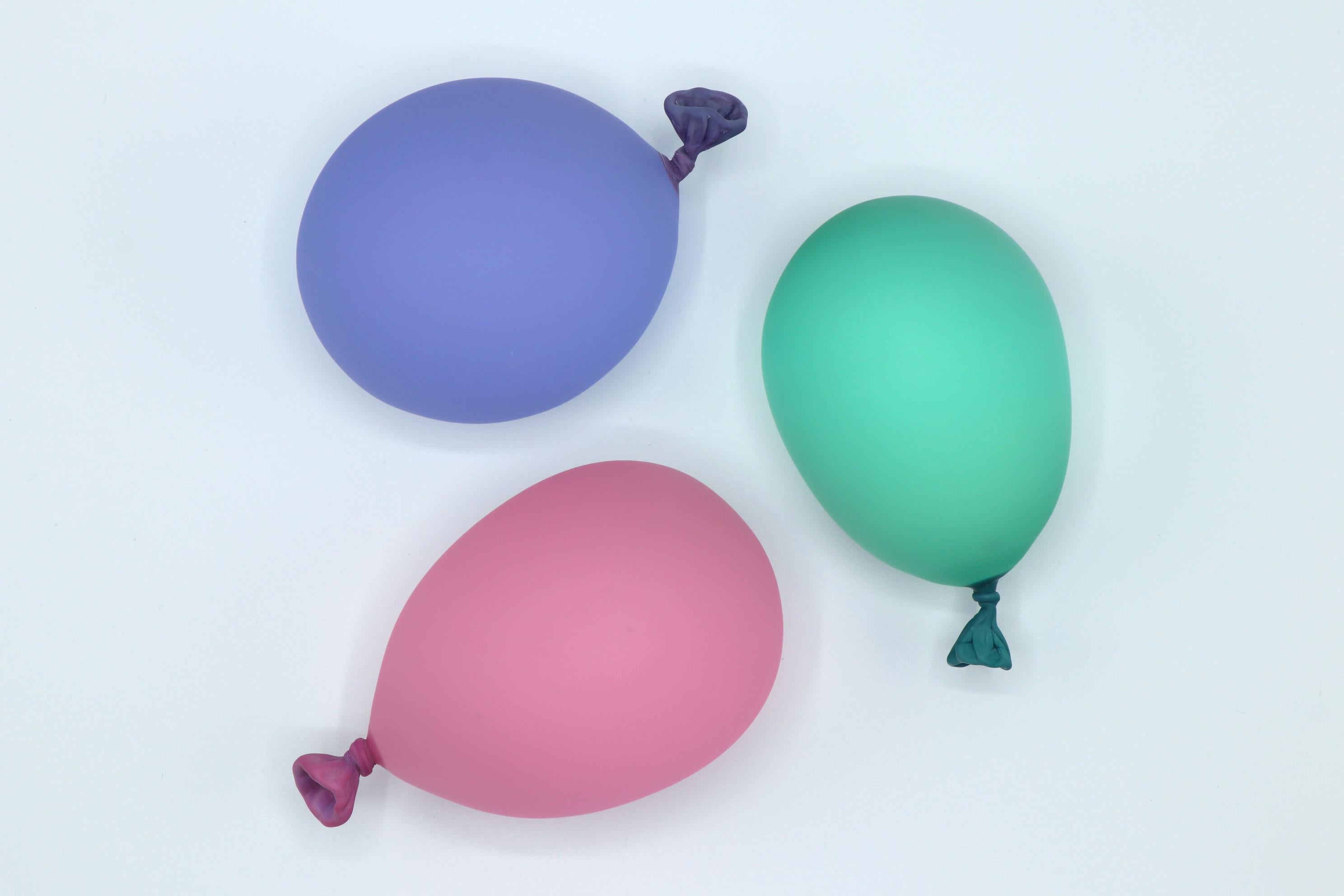 Hyperreal Green, Pink & Purple Glass Balloon Sculpture Set For Sale 1
