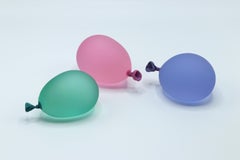 Hyperreales Ballon-Skulptur-Set aus grünem, rosafarbenem und lila Glas