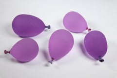 Hyperreal Light Purple Glass Balloon Sculpture with Droplets