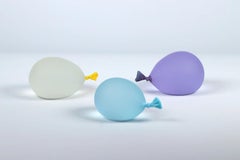 Set Escultura Globo de Cristal Hiperreal Amarillo, Azul y Violeta (Trío)