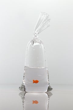 Large Glass Water Bag Sculpture with Goldfish - Limited Edition #50/300