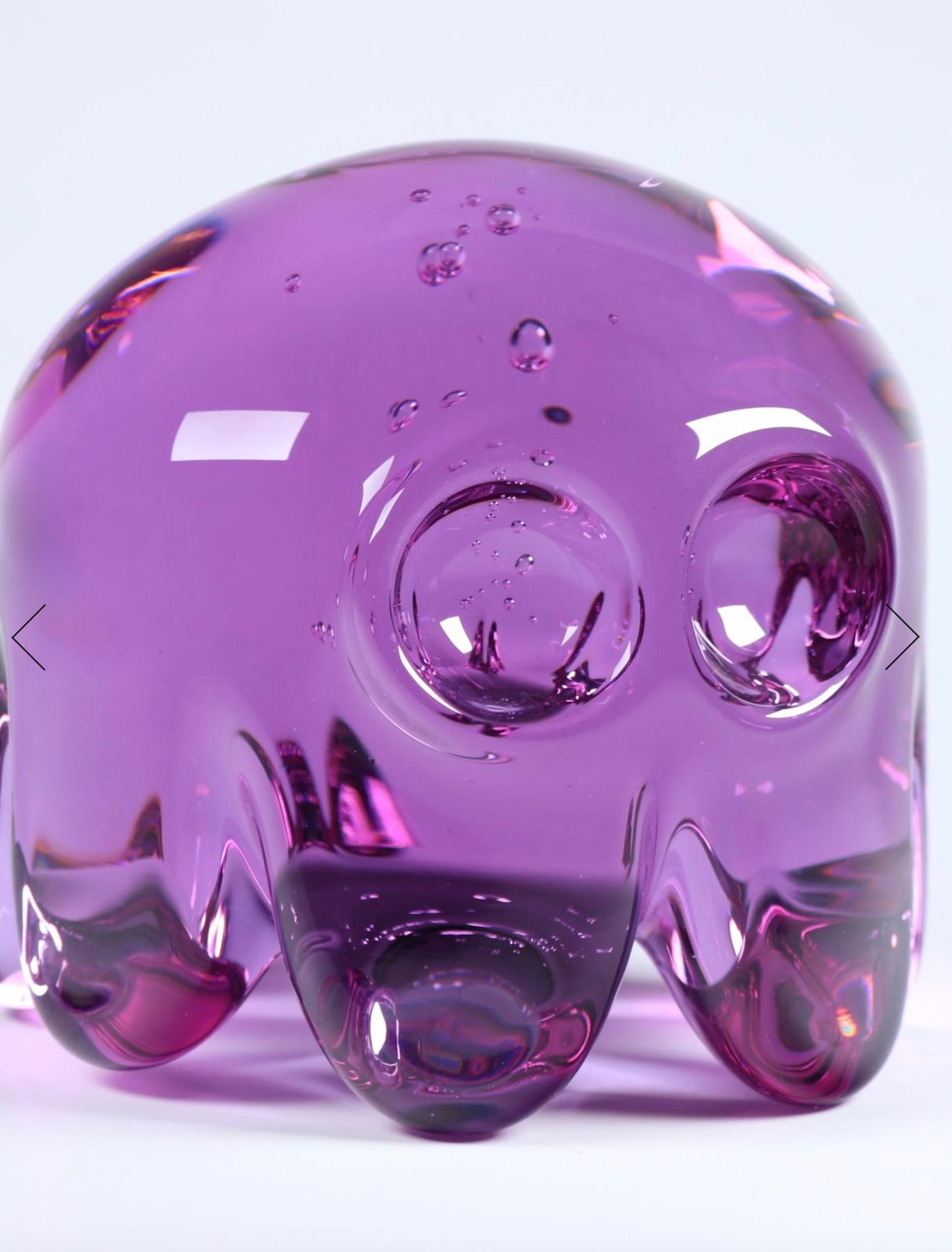 Large Purple Glass Pac-Man Ghost Sculpture by Dylan Martinez. 

Size: 6 x 6.25 x 6.25
