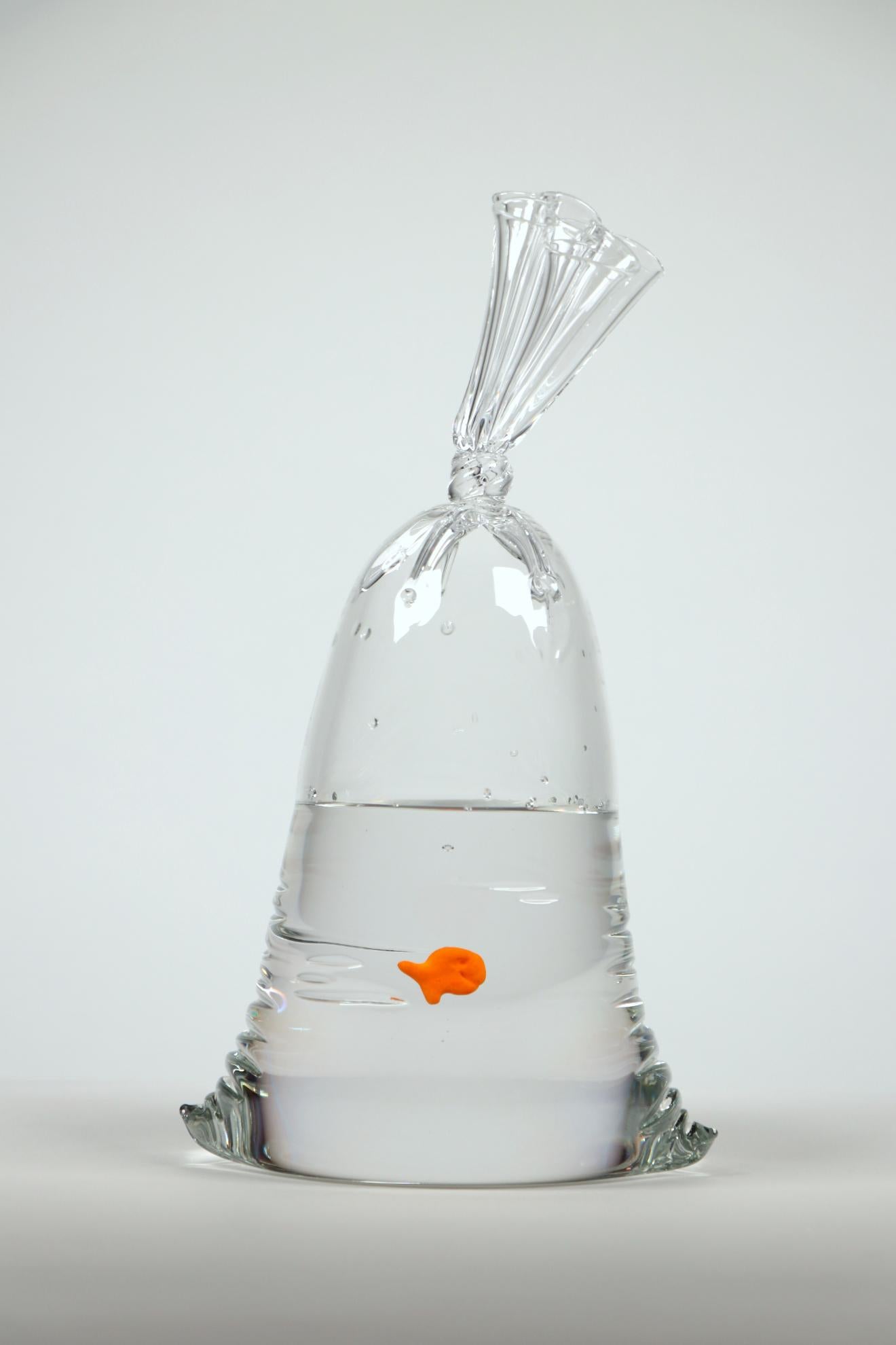 Limited Edition Glass Goldfish Water Bag Sculpture