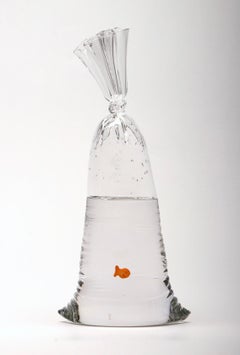 Limited Edition - Large Glass Water Bag with Goldfish 