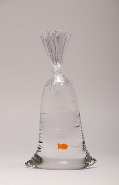 Limited Edition Small Glass Water Bag with Goldfish