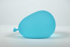 Pair of Large & Small Hyperreal Blue Glass Balloon Sculptures