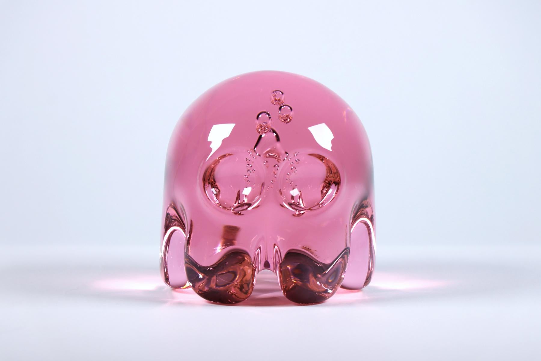 Sculpture en verre "Pinky", petit fantôme de Pac-Man