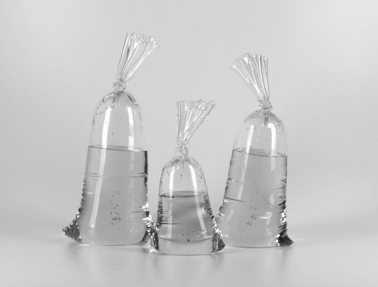 Small Glass Water Bag - Hyperreal glass sculpture - Sculpture by Dylan Martinez