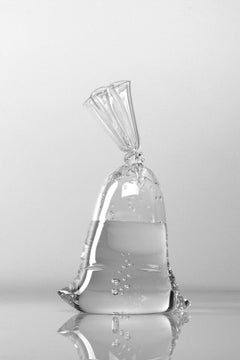 Small Glass Water Bag B151 - Hyperreal glass sculpture
