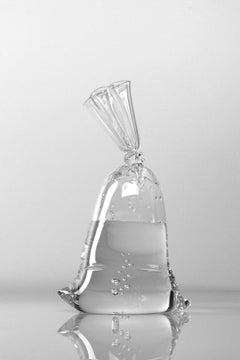 Small Glass Water Bag - Hyperreal glass sculpture