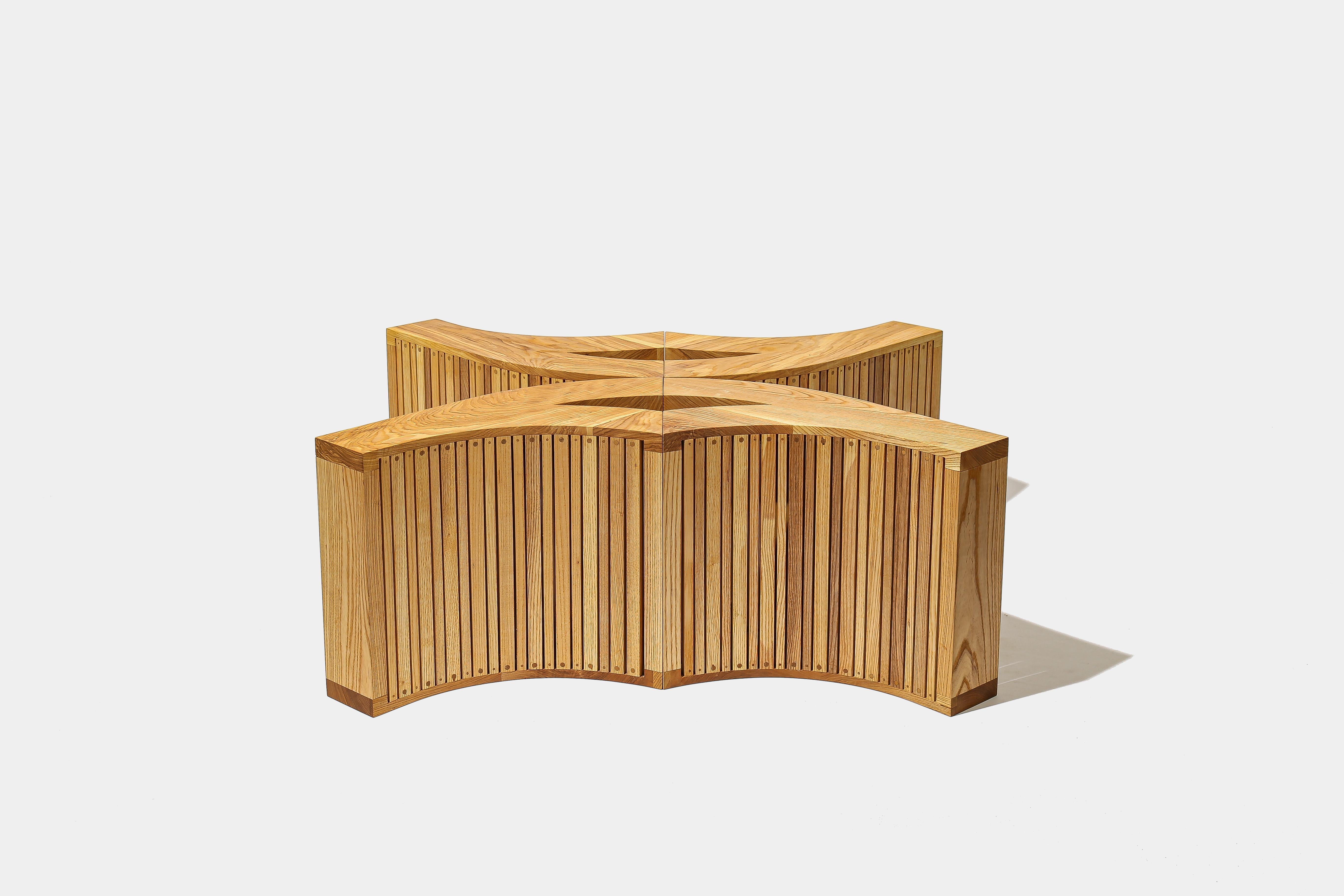 Woodwork Dylan Moore Studio, Slatted Ash Stools For Sale