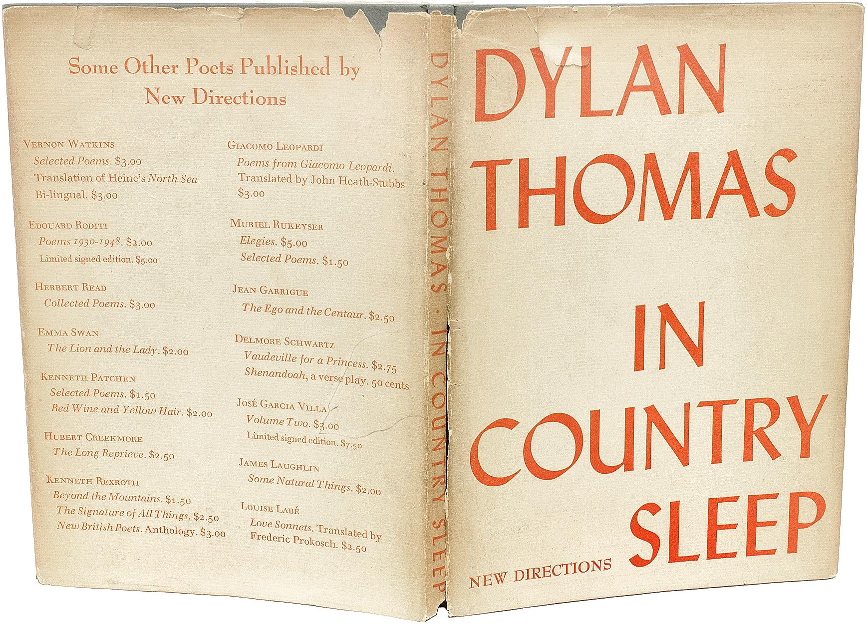 Américain Dylan THOMAS. Dans Country Sleep et autres poèmes Première édition - 1952 - SIGNÉE en vente