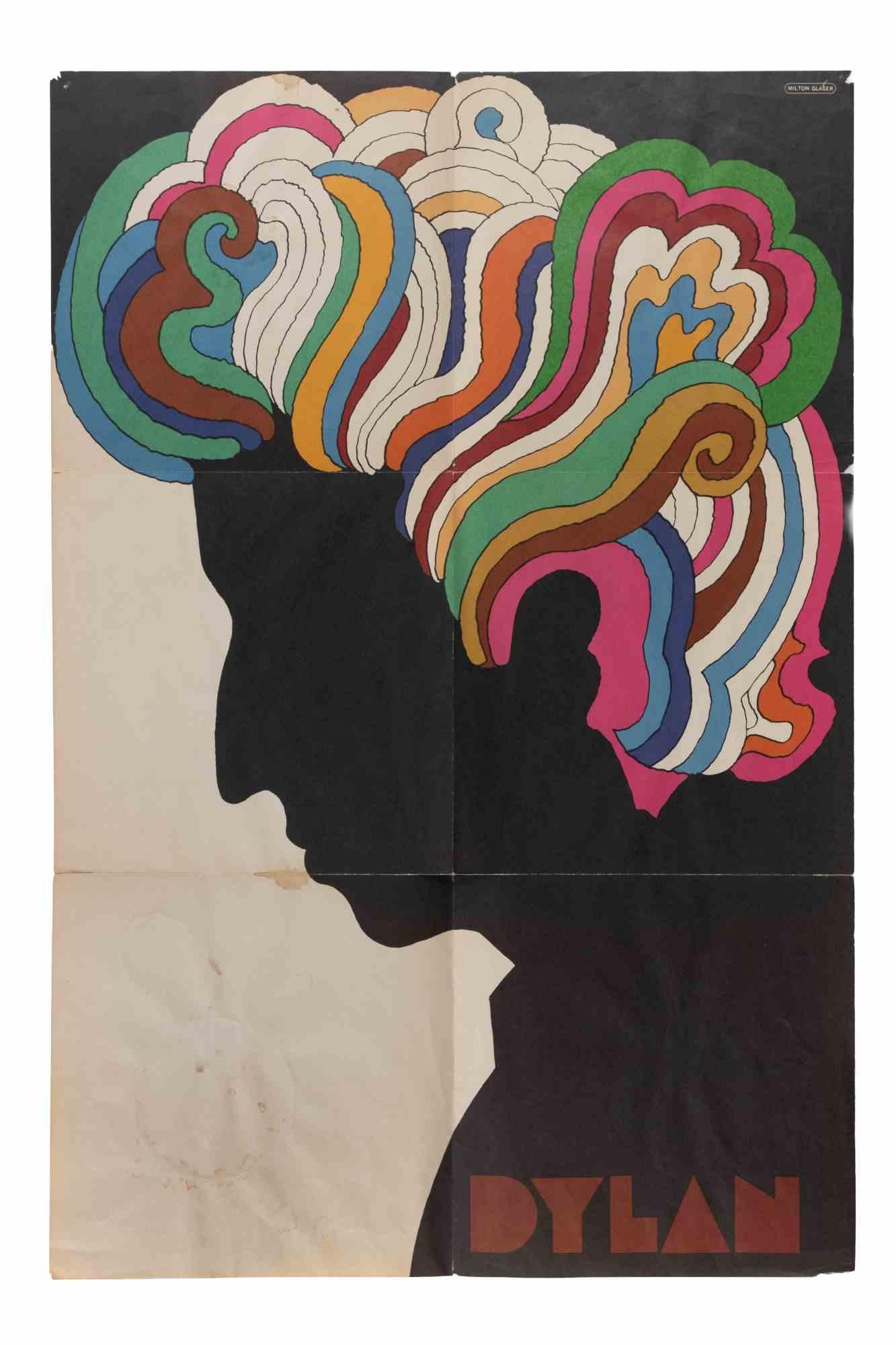 Offsetlithografisches Poster (ca. 84 × 57 cm), Columbia Records.
Entworfen von Milton Glaser. Psychedelisches Porträt von Bob Dylan mit Regenbogenhaaren, das als gefaltete Beilage zu frühen Ausgaben von Bob Dylan's Greatest Hits erschien. Gefaltet.