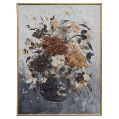 Dynamic Abstract Impasto Still-Life Flowers Painting, Artist Signed, 40x30