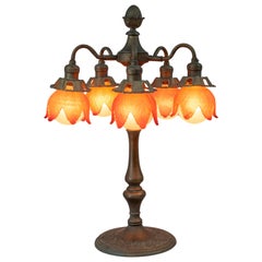 Dynamic Bradley and Hubbard Five Arm Table Lamp w/5 Period Shades ca. 1915