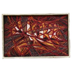 1966 Pintura al óleo geométrica abstracta europea firmada