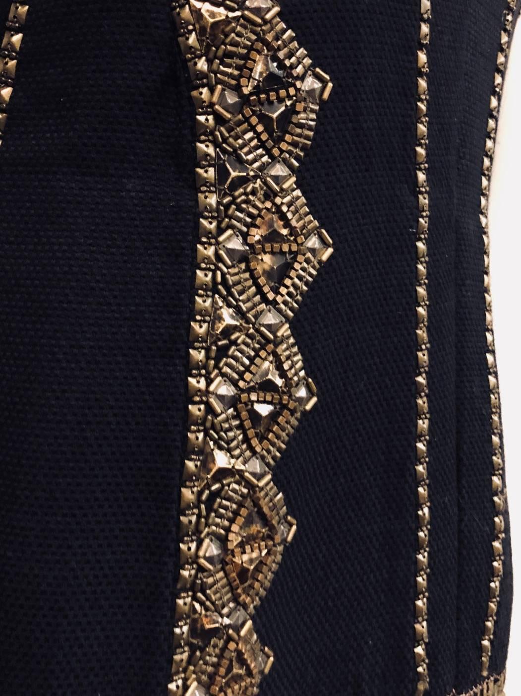 Dynamic Dries van Noten Black Wool and Cotton Metal Embellished Vest Jacket 1