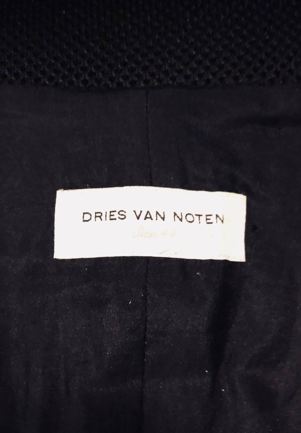 Dynamic Dries van Noten Black Wool and Cotton Metal Embellished Vest Jacket 5
