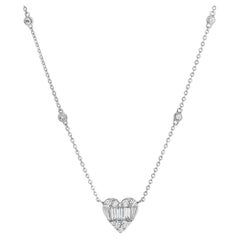 Heart Shape 18K White Gold Diamond Necklace