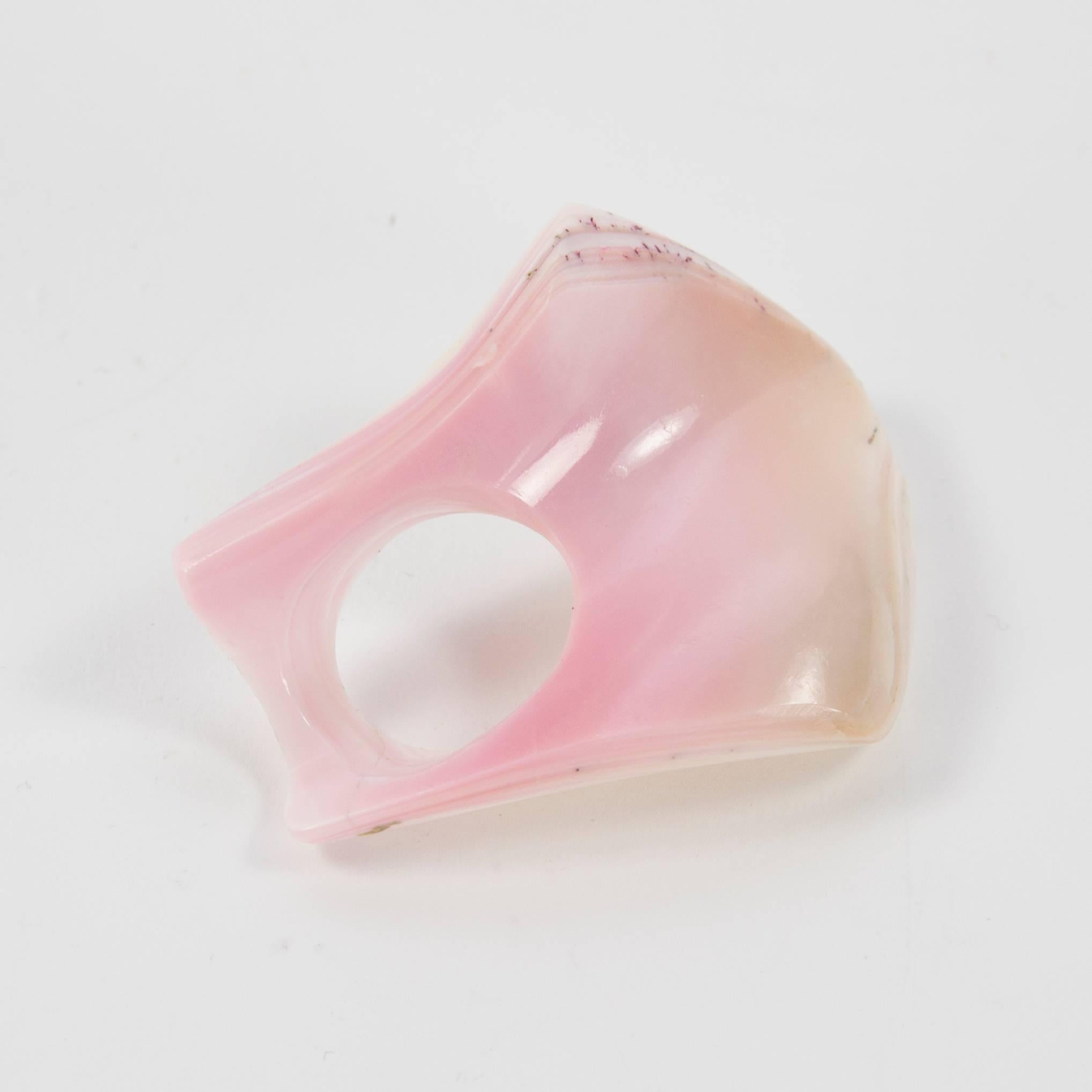 A natural wonder...Beautifully Hand carved large lovely pink Queen Conch Shell Ring; approx. size: 2.25