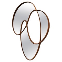 Dynamic Mirror I by Soo Joo - Organic Asymmetric Wall Mirror in Walnut