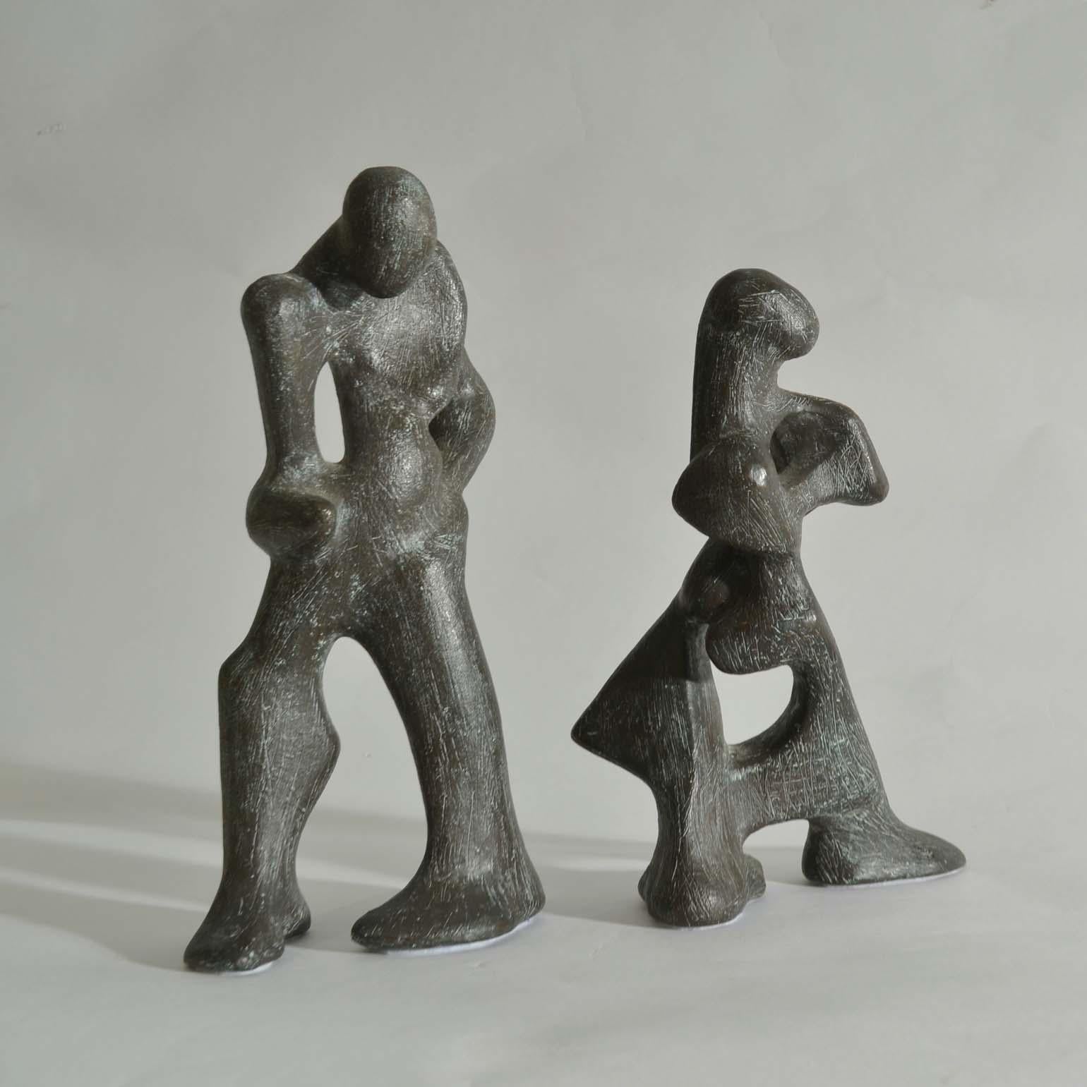 Dynamic Pair of Bronze Sculptures of Dancing Figures 9