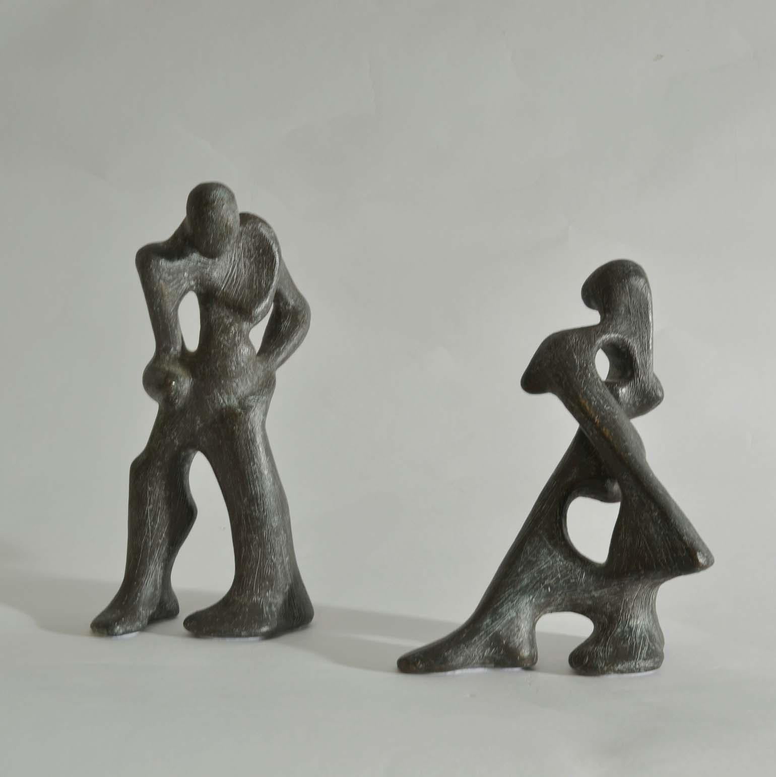 Dynamic Pair of Bronze Sculptures of Dancing Figures 10