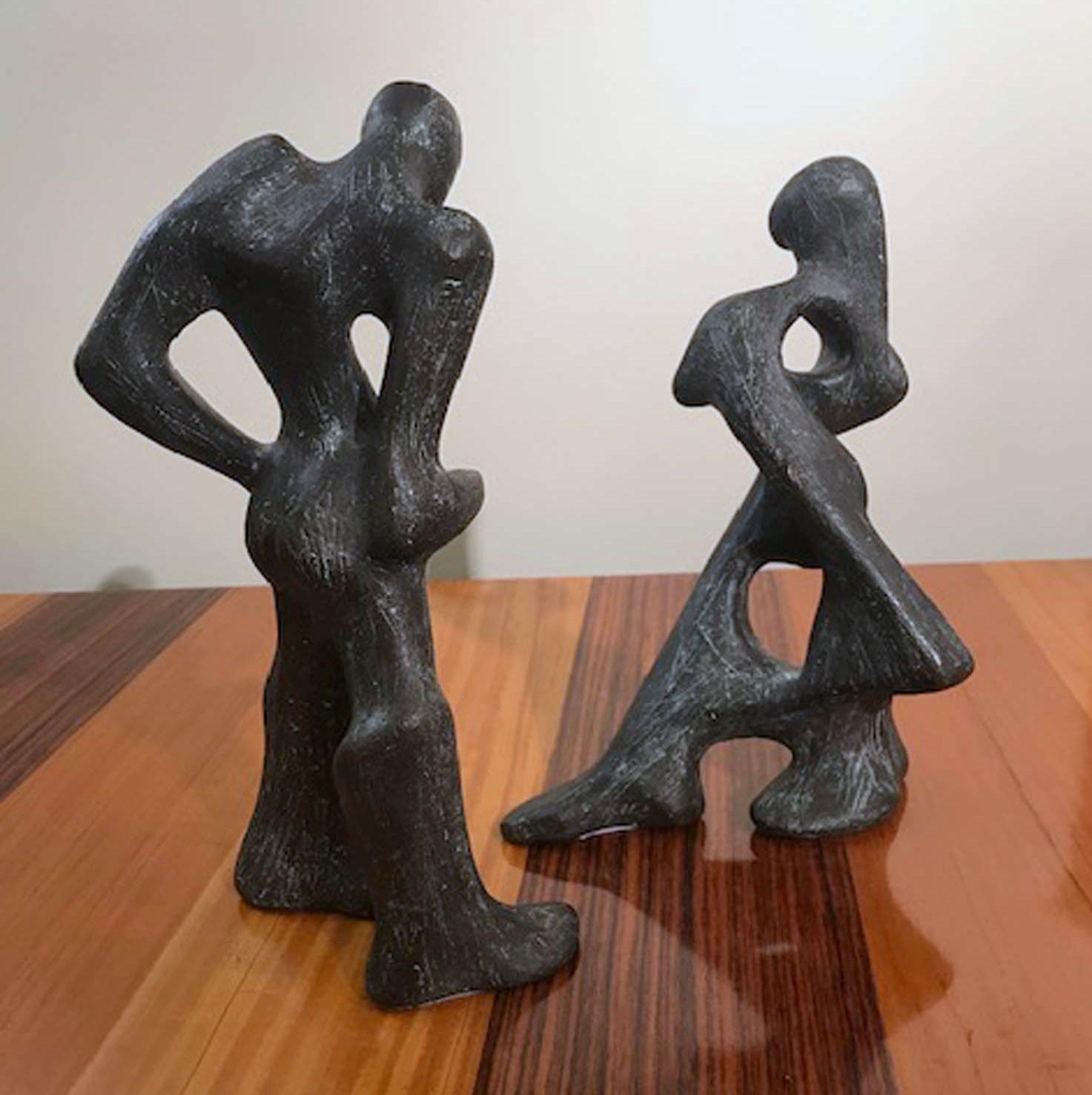 Dynamic Pair of Bronze Sculptures of Dancing Figures 11