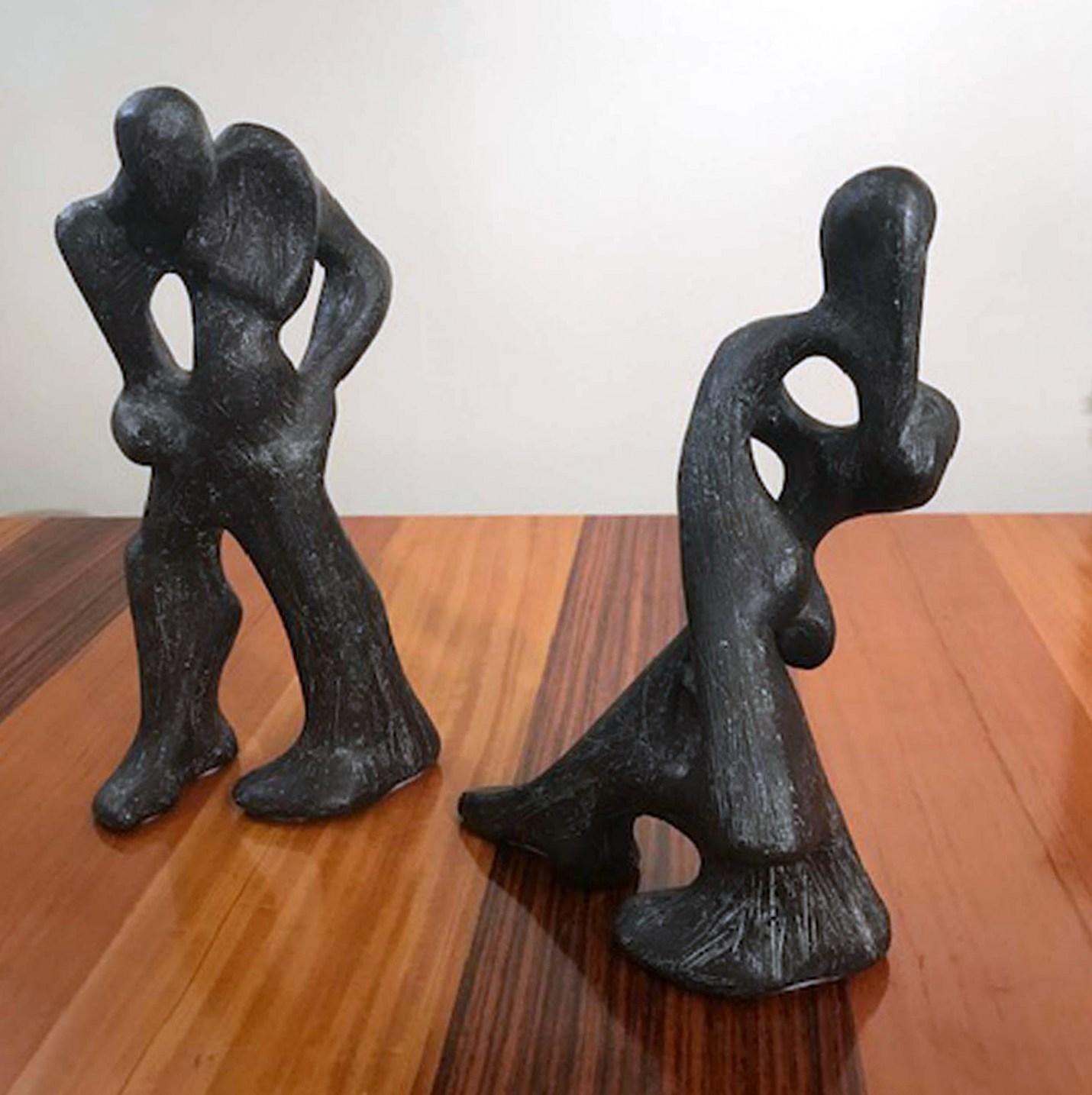 Dynamic Pair of Bronze Sculptures of Dancing Figures 12