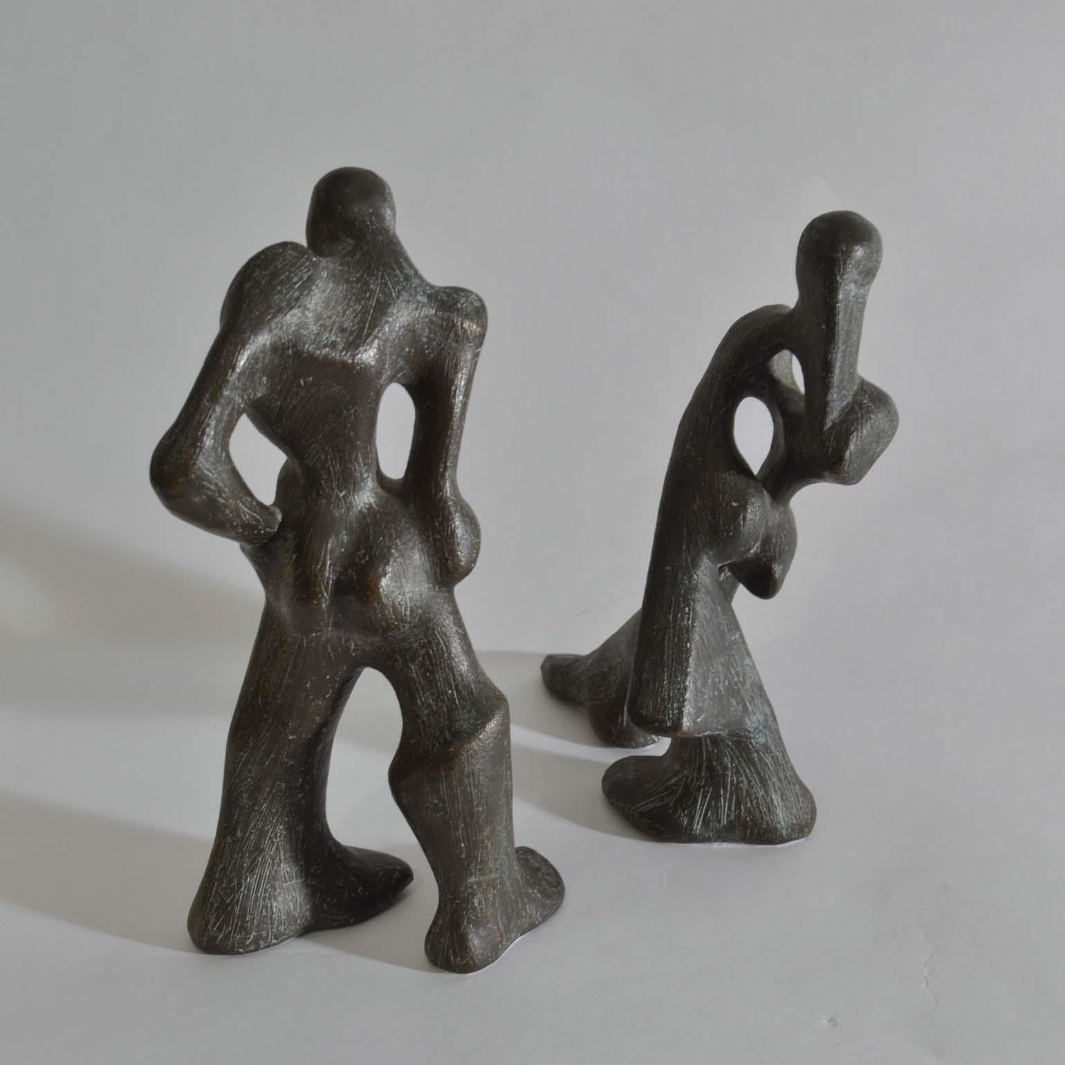 Dynamic Pair of Bronze Sculptures of Dancing Figures In Excellent Condition In London, GB