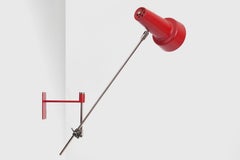 Dynamic Red Stilnovo Style Swing Arm Sconce with Chromed Mounts, Italy 1970’s