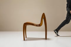 Dynamic Three-Legged Side Chair In Wood in the style of Polyte Solet, France