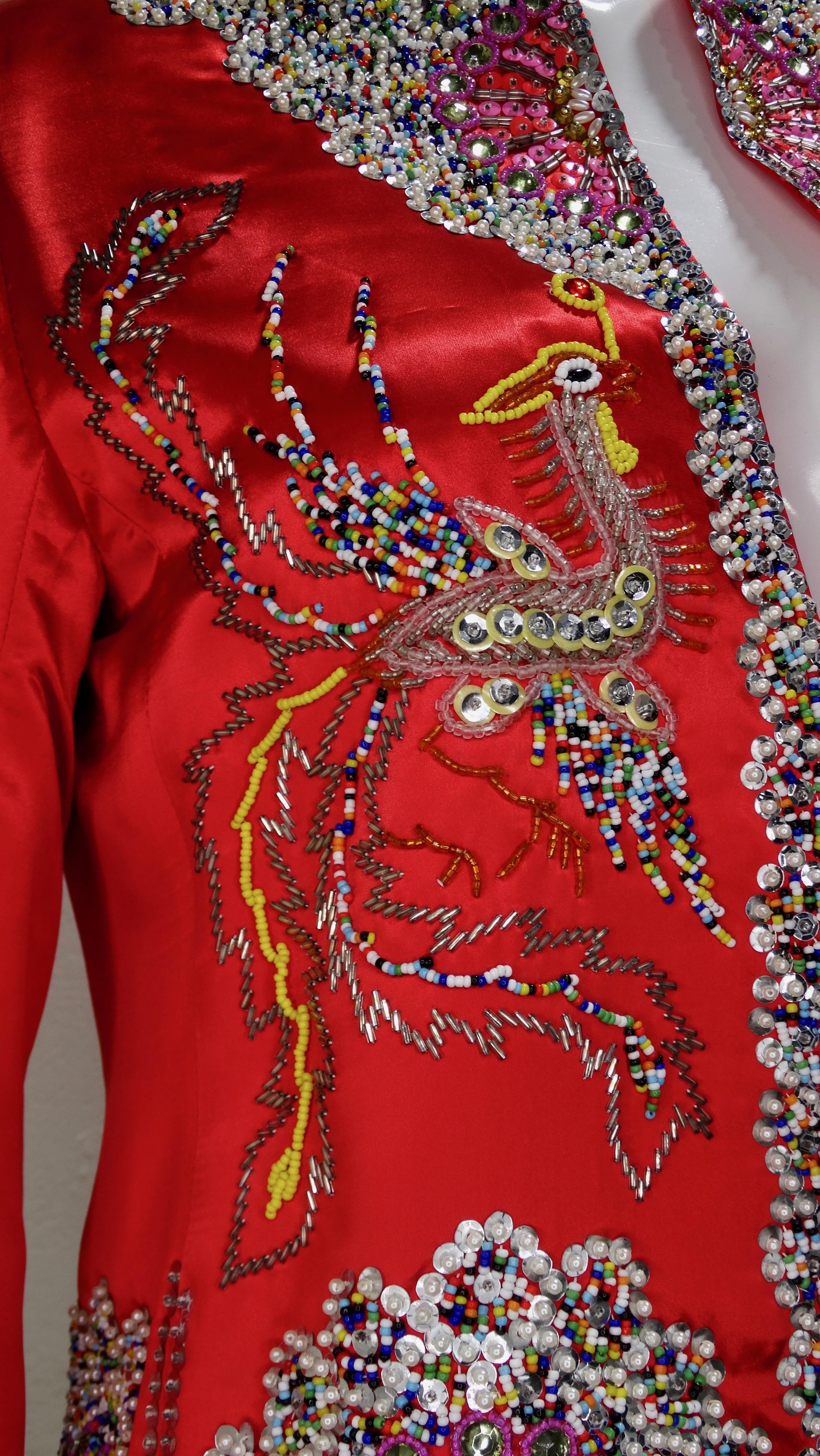 Dynasty 1960s Beaded Phoenix Jacket  In Good Condition For Sale In Scottsdale, AZ