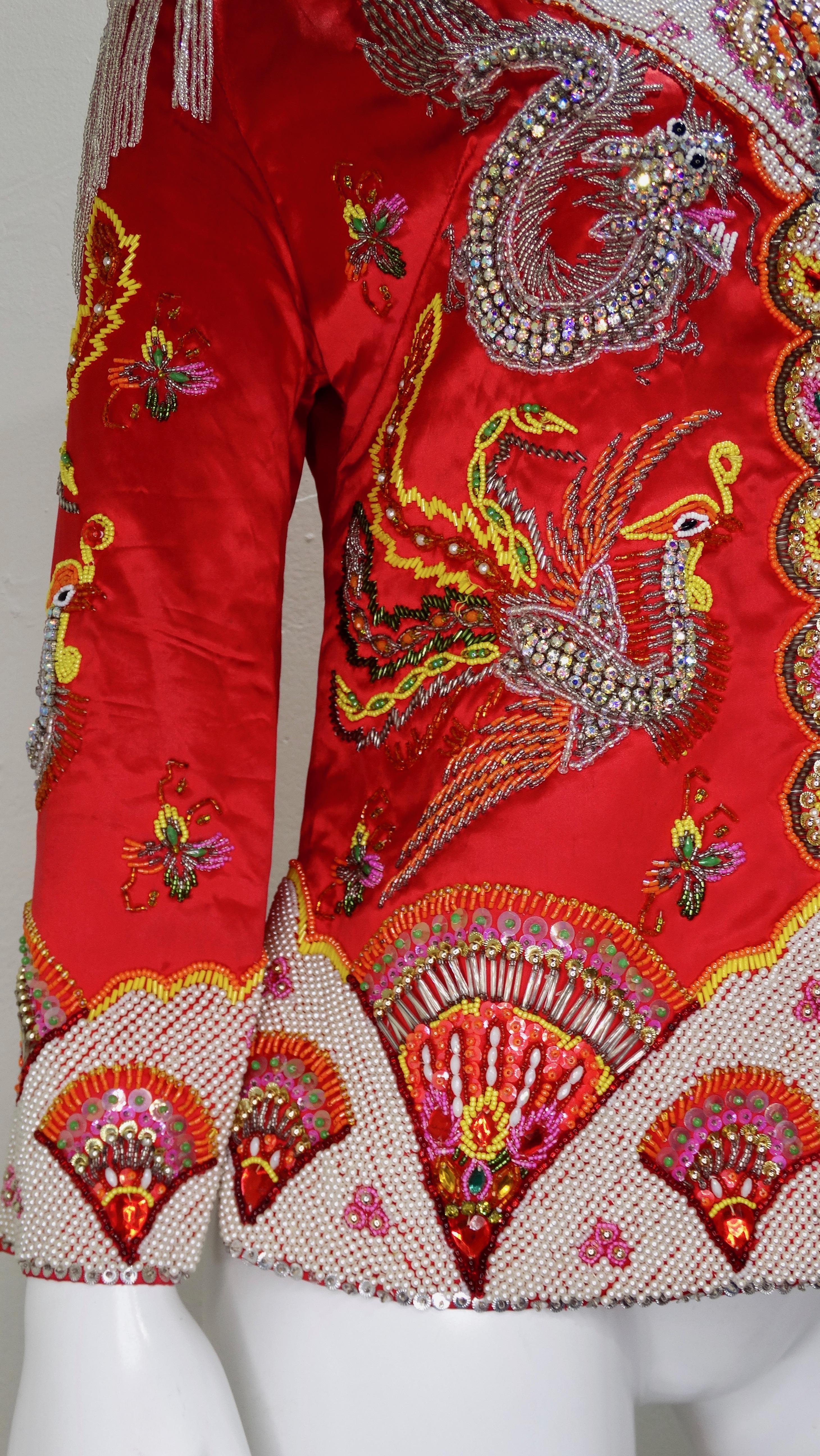 Red Dynasty 1960s Embellished Dragon Jacket 