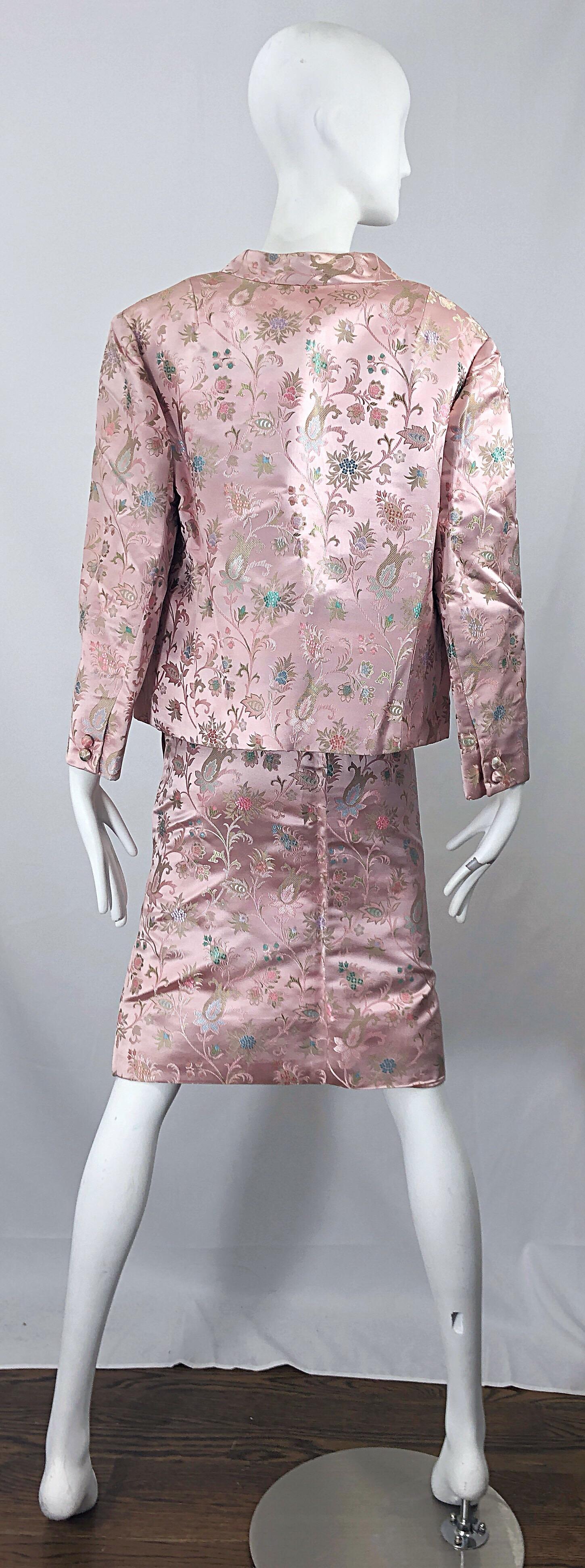 Dynasty 1960s For Lord & Taylor Light Pink Large Size 3 Piece Vintage Dress Set For Sale 2
