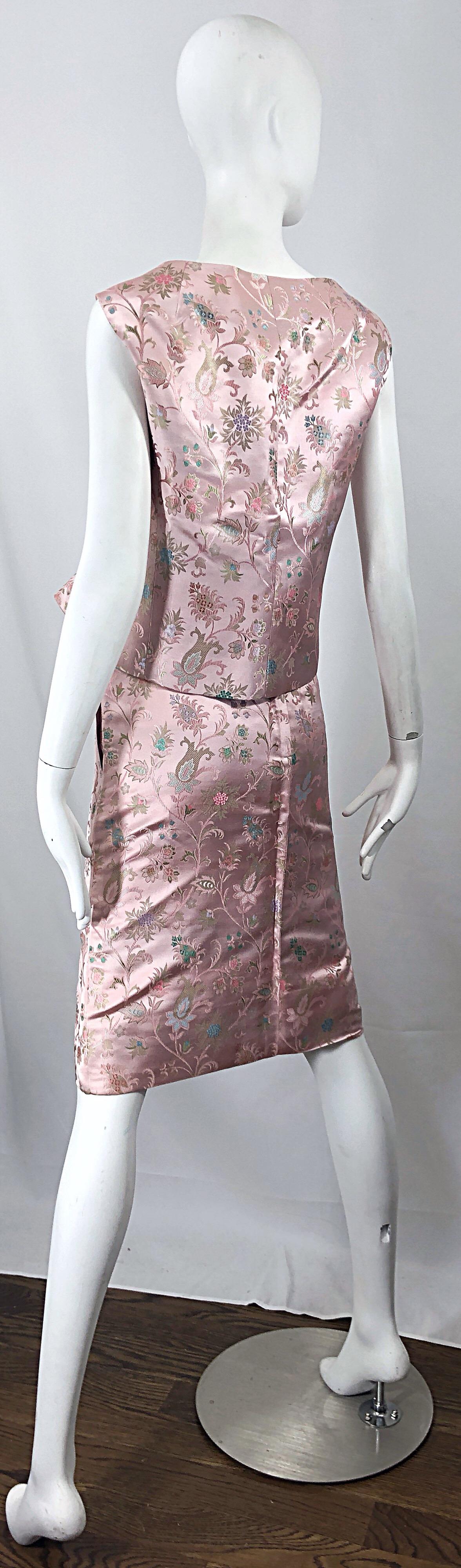 Dynasty 1960s For Lord & Taylor Light Pink Large Size 3 Piece Vintage Dress Set For Sale 3