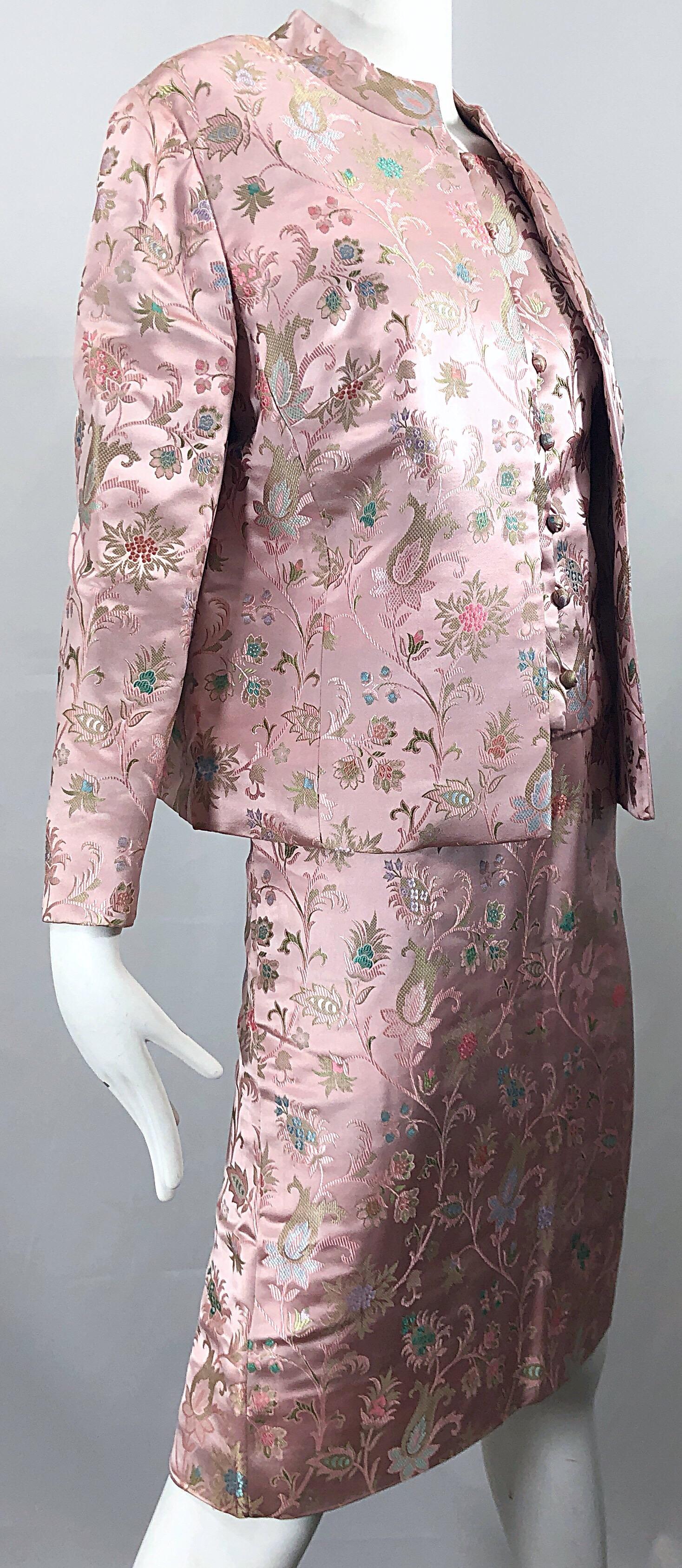 Dynasty 1960s For Lord & Taylor Light Pink Large Size 3 Piece Vintage Dress Set For Sale 4