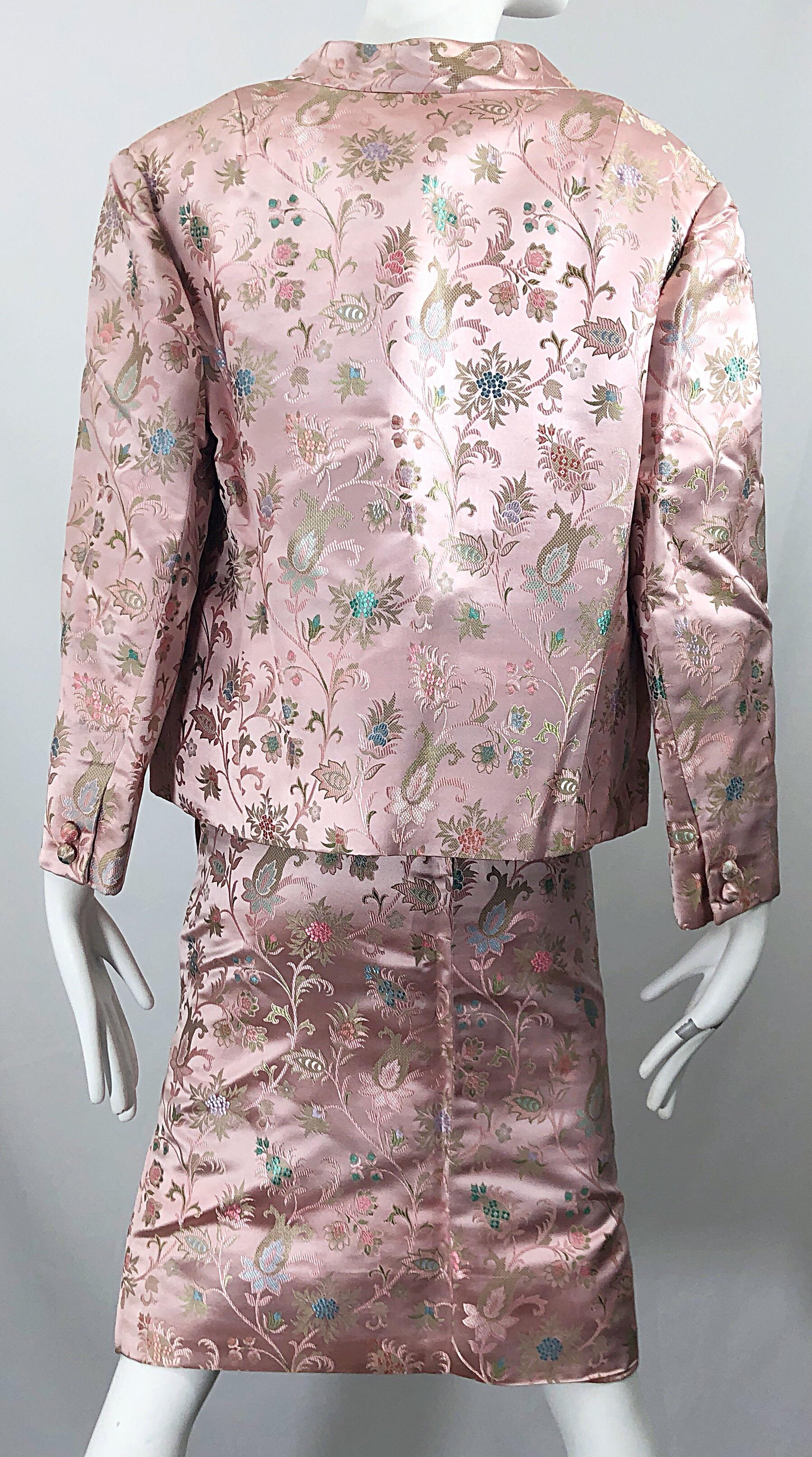 Dynasty 1960s For Lord & Taylor Light Pink Large Size 3 Piece Vintage Dress Set For Sale 8