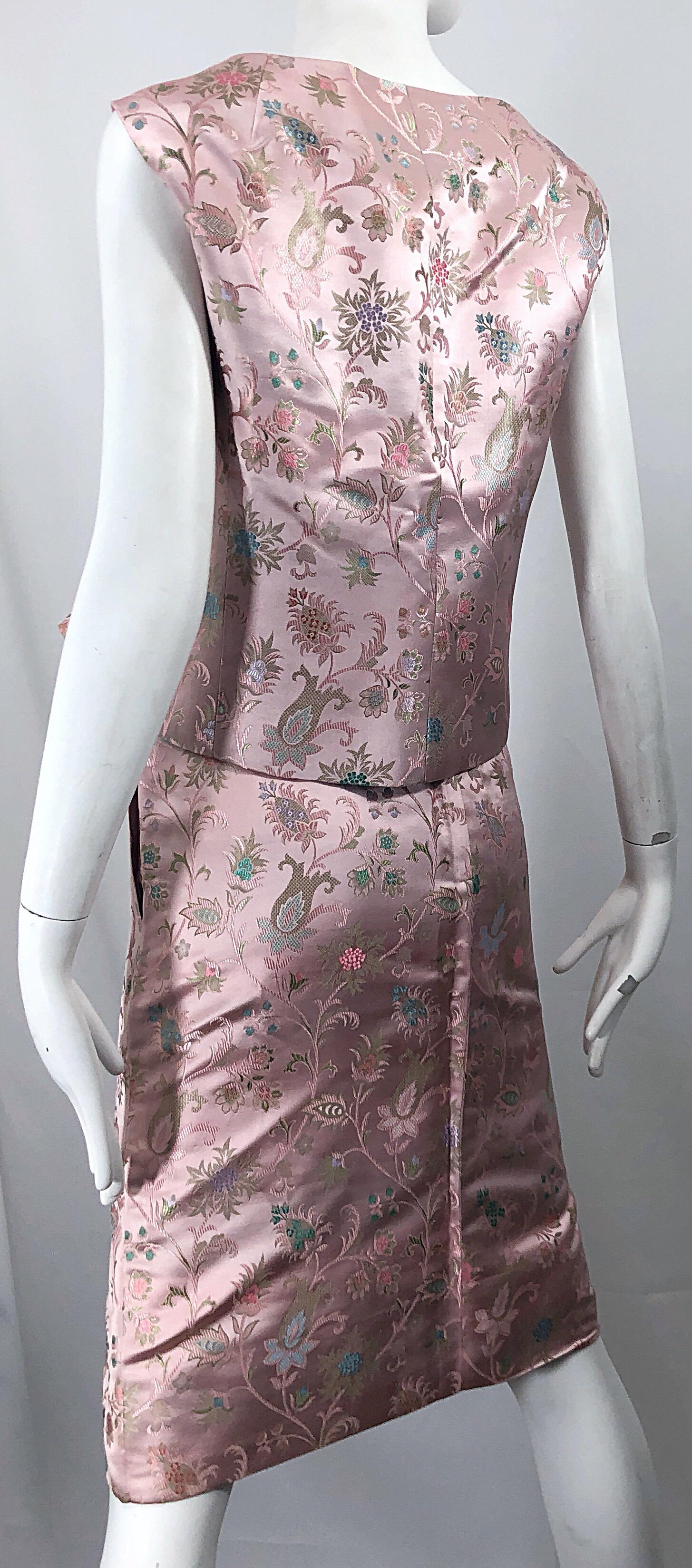 Dynasty 1960s For Lord & Taylor Light Pink Large Size 3 Piece Vintage Dress Set In Excellent Condition For Sale In San Diego, CA