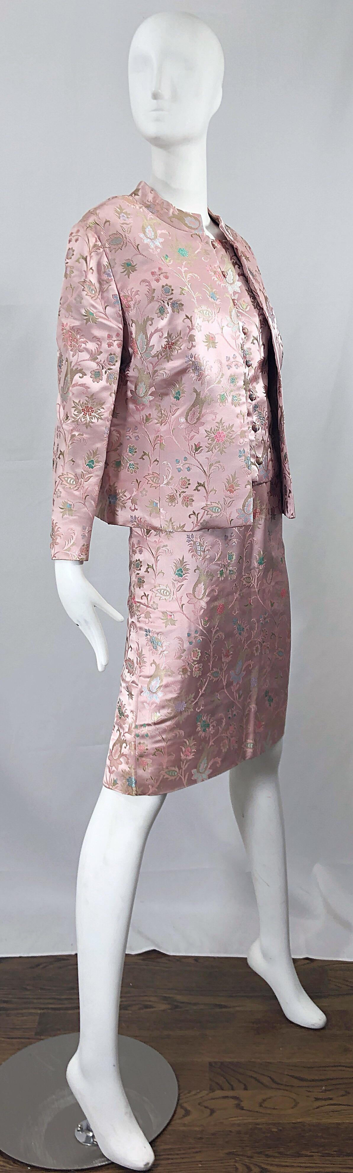 Women's Dynasty 1960s For Lord & Taylor Light Pink Large Size 3 Piece Vintage Dress Set For Sale