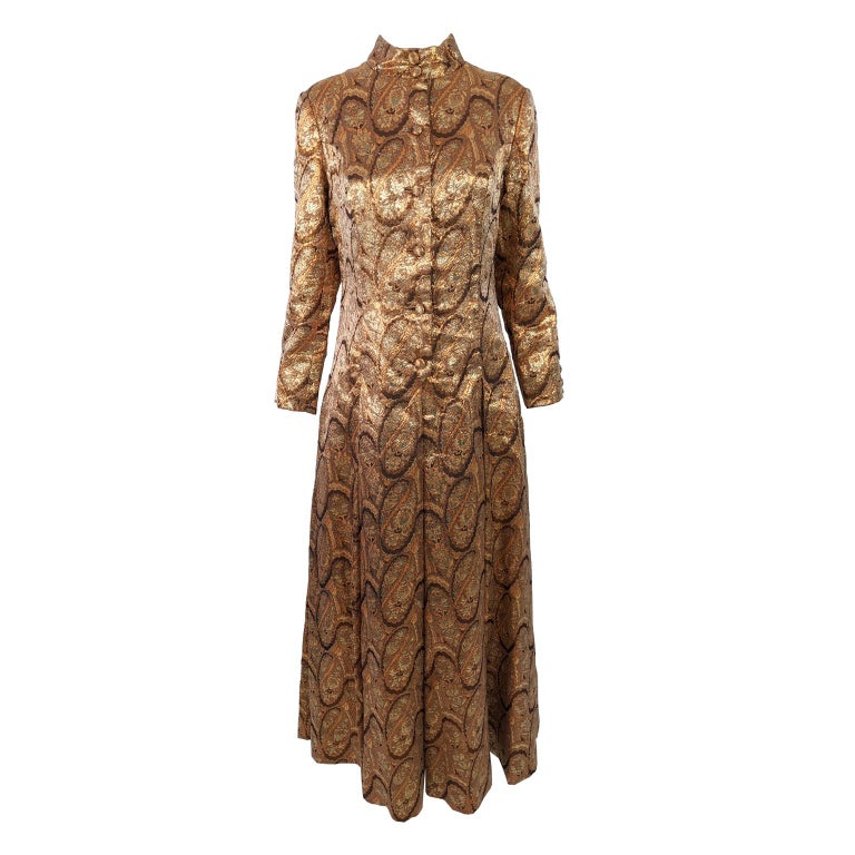 Dynasty 1960s Vintage Bronze, Gold and Silver Metallic Lamé Evening