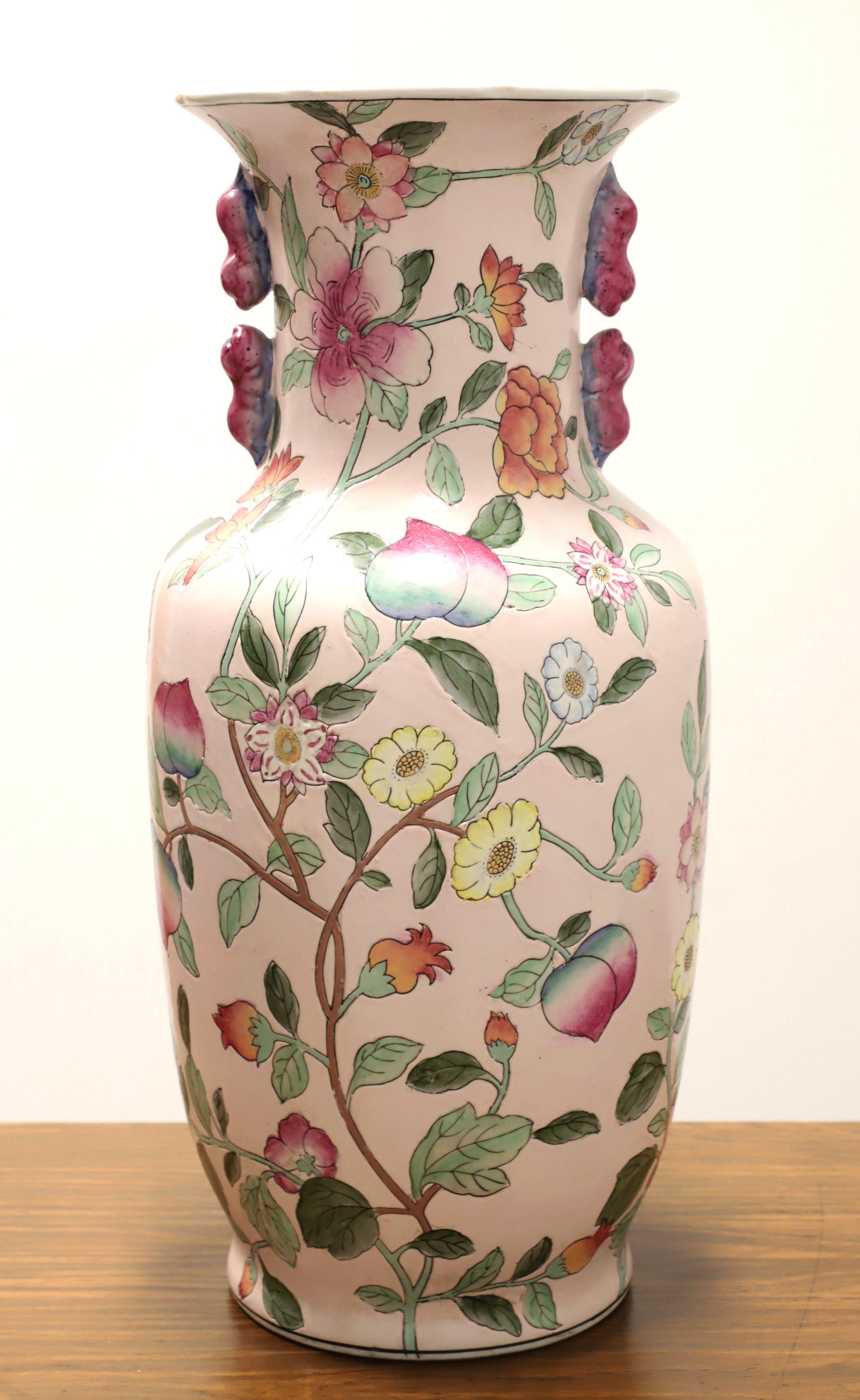 20th Century Dynasty by HEYGILL Hand Painted Pink Foliate & Floral Design Porcelain Vase