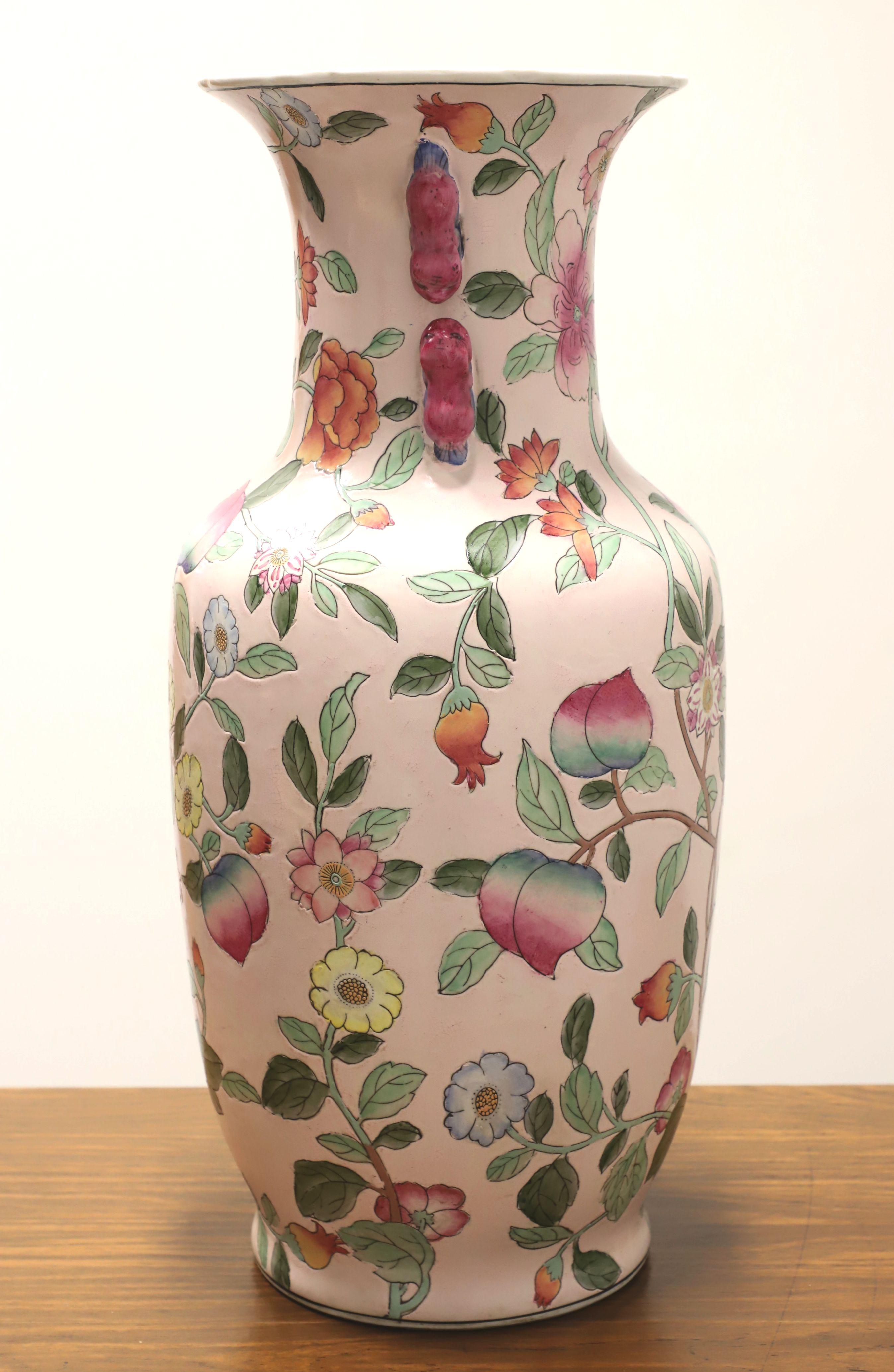 An Asian style floor vase by Heygill & H.F.P. of Macau, their 